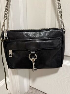 Rebecca Minkoff Black Leather Crossbody with Silver Hardware